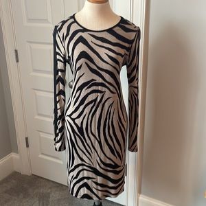 Karen Kane zebra print knit dress in taupe and black size large
